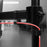Duronic Dual Monitor Stand featuring integrated cable management clips holding a red power cord.