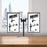 Duronic Dual Monitor Stand featuring two portrait screens displaying product specifications.