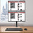 Duronic Dual Monitor Stand holding two screens stacked, with a black keyboard and mouse.