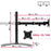 Duronic Dual Monitor Stand  showing 40cm height, 43cm arm reach, and VESA 75/100 compatibility.