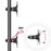 Duronic Dual Monitor Stand with 360-degree rotation and 15-degree tilt functionality for ergonomic screen positioning.