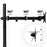Duronic Dual Monitor Stand with triple 180-degree swivel joints and vertical tilt range illustration.