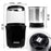 Duronic Electric Coffee Grinder showing dimensions, removable stainless steel bowl, and cord storage underneath.