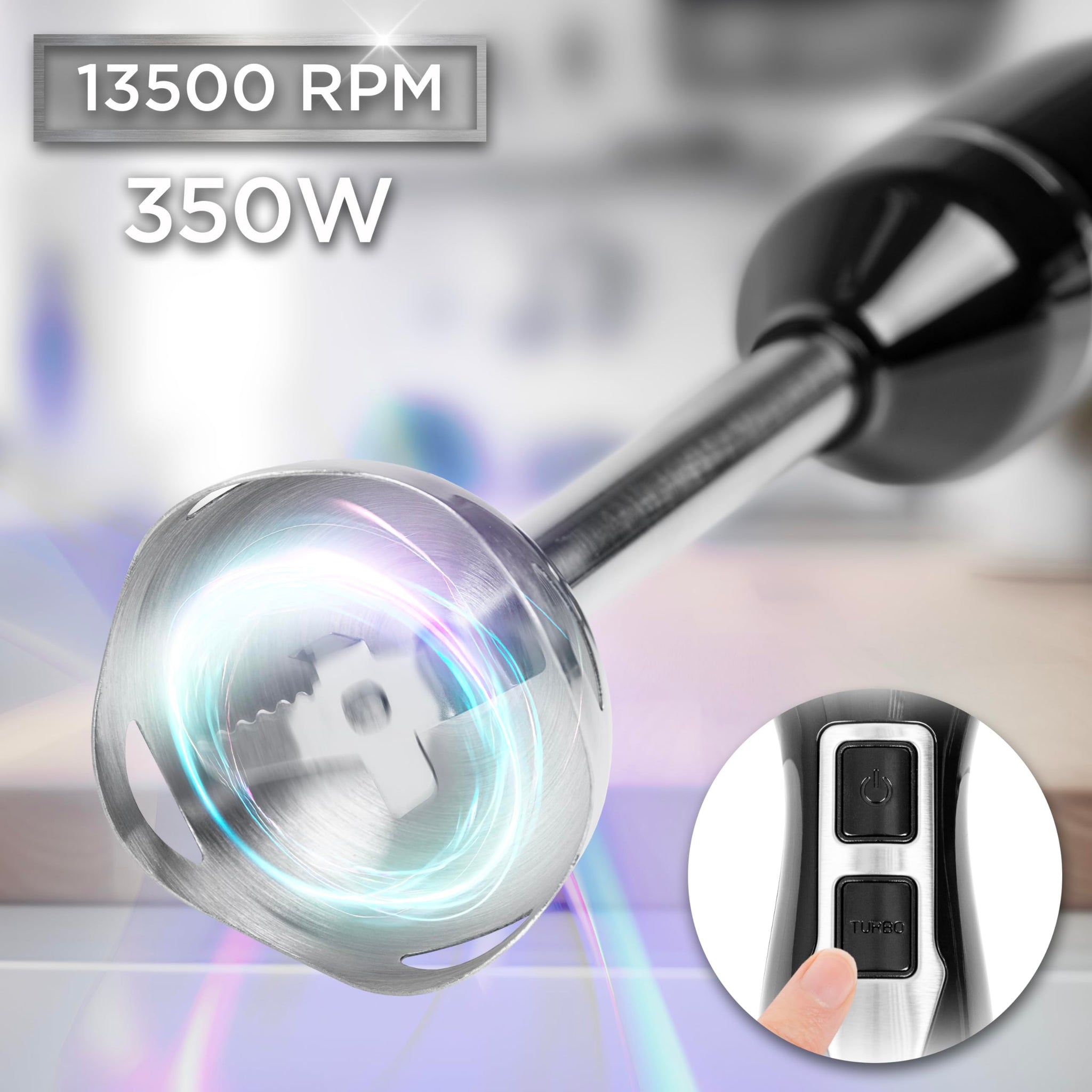 Duronic Electric Hand Blenders featuring a 13,500 RPM motor and a turbo power button.