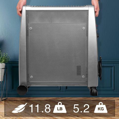 Duronic Electric Heaters, weighing 11.8 lbs (5.2 kg) for easy portability.