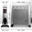 Duronic Electric Heaters with dimensions: 65cm height, 62cm wide base, and 12cm slim heating panel.