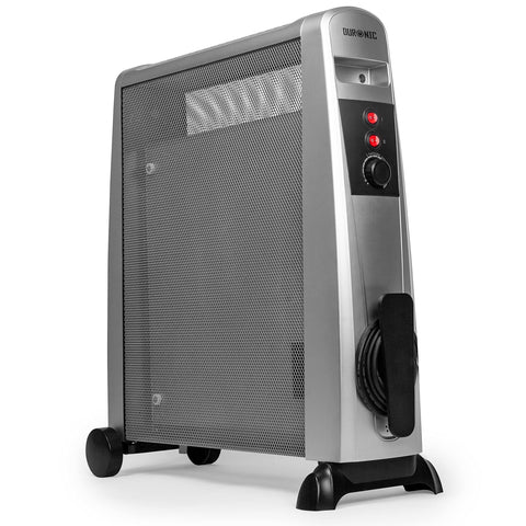 Duronic Electric Heaters with wheels, adjustable thermostat dial, and red power indicator switches.