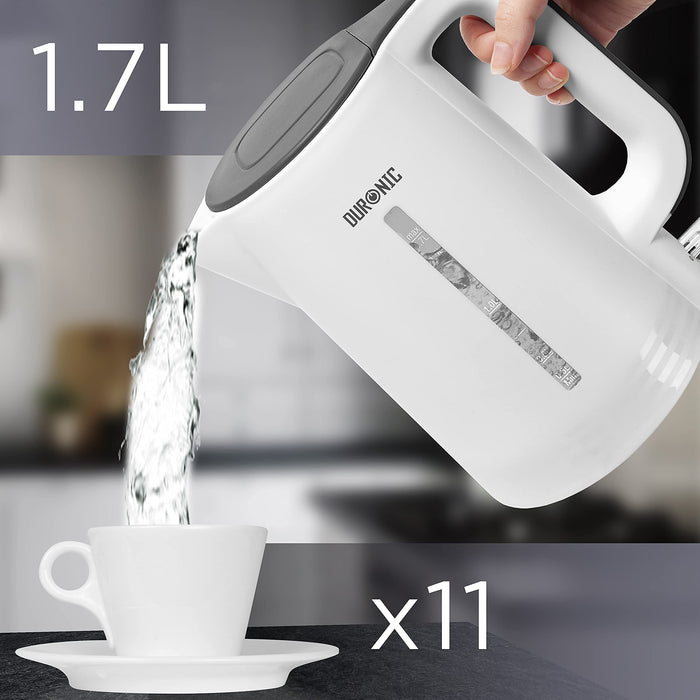 Duronic Electric Kettlepouring hot water into a cup