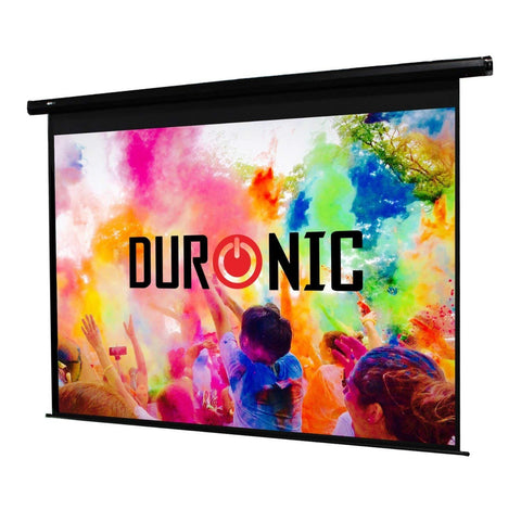 Duronic Electric Projector Screen with bold black brand text logo.