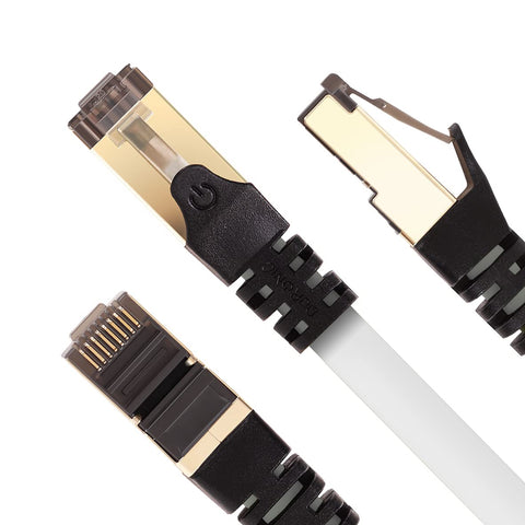 Duronic Ethernet Cable 2M High Speed with black snagless boots shown from three different angles.