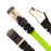 Duronic Green Ethernet Cable with black snagless boots and a flat cable design, shown from three different angles.