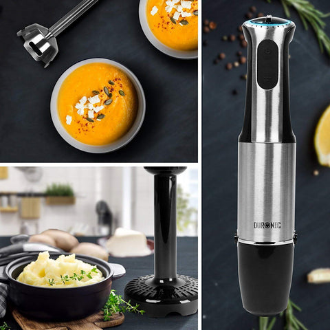 Duronic HB8010 hand held blender to blend and pulse soups, mashed potatoes, sauces, condiments