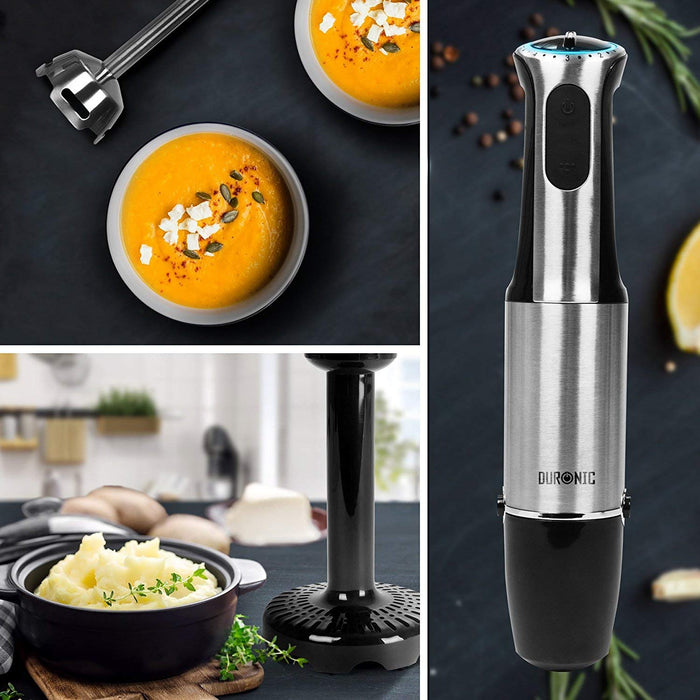 Duronic HB8010 hand held blender to blend and pulse soups, mashed potatoes, sauces, condiments