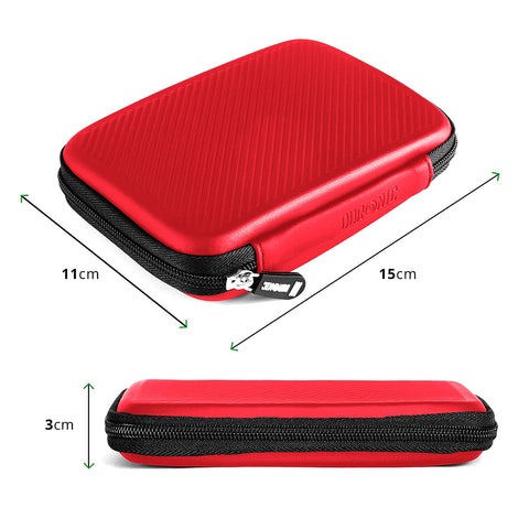 Duronic HDC2 /RD red portable hard drive case dimensions with height, length, width