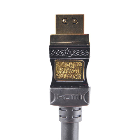 Duronic HDMI Cable with Ethernet, featuring a durable black housing and textured grip for professional audio-video connections.
