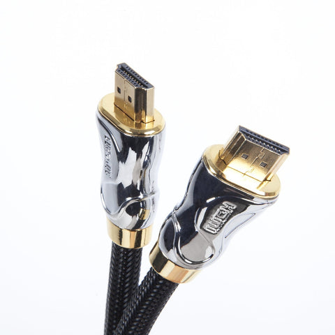 Duronic HDMI Cable with a durable black braided cord and chrome housing accents.