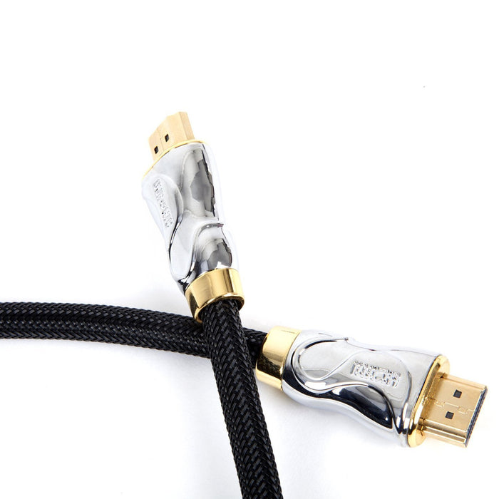 Duronic HDMI Cable with gold-plated connectors and sleek silver housings for high-speed audio-video.