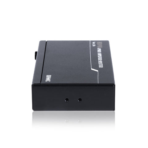 Duronic HDMI Splitter amplifier splitter shown from a side-angle view against a white background.