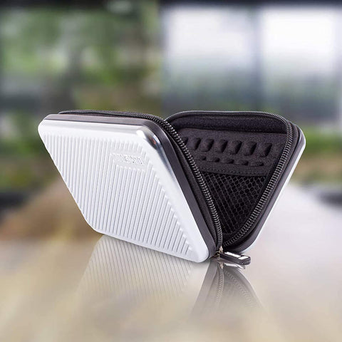 Duronic Hard Drive Case with a ribbed exterior and black mesh storage interior.