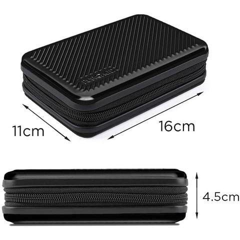 Duronic Hard Drive Case with a zipper, showing dimensions 16cm, 11cm, and 4.5cm.