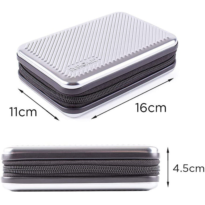 Duronic Hard Drive Case with diagonal ridges, measuring 16cm by 11cm by 4.5cm.