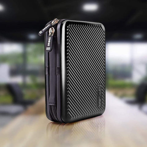 Duronic Hard Drive Case with ribbed texture, zipper closures, and a glossy finish.