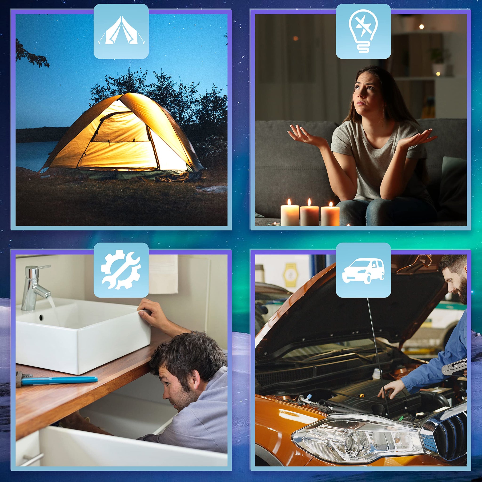 Duronic Hurricane used in multiple situations like camping, emergency light, DIY torch, car repair light