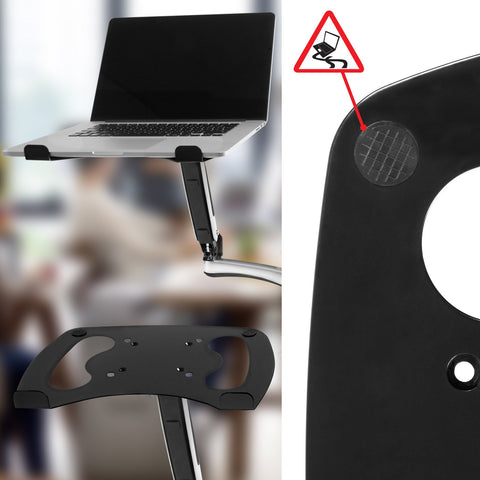 Duronic Laptop Attachment Stand featuring front retaining lips and protective non-slip rubber pads.