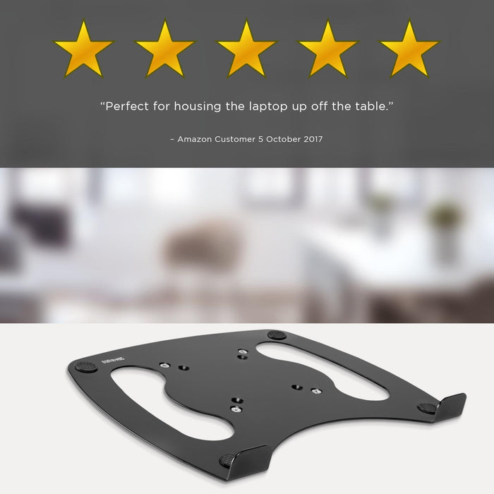 Duronic Laptop Attachment Stand with anti-slip pads and five-star Amazon customer review.