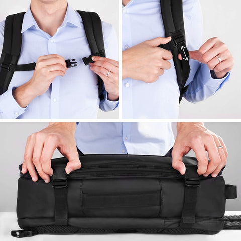Duronic Laptop Backpack featuring a chest strap buckle and side compression straps.