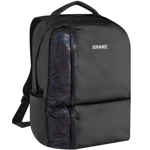 Duronic Laptop Backpack featuring a textured, dark-patterned front pocket and sturdy top handle.