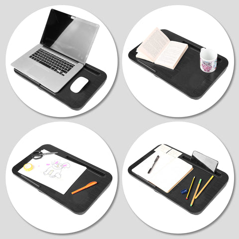 Duronic Laptop Tray with Cushion with built-in tablet slot, mouse pad, and wrist rest for remote work.