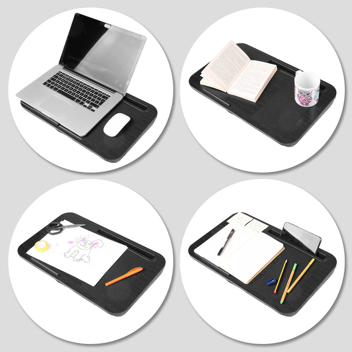Duronic Laptop Tray with Cushion with built-in tablet slot, mouse pad, and wrist rest for remote work.