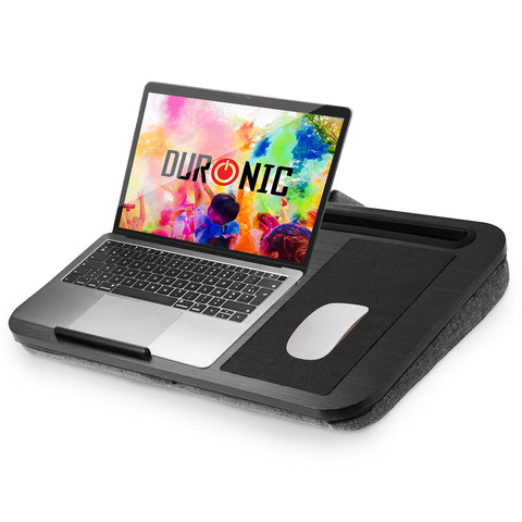 Duronic Laptop Tray with Cushion with cushion base, built-in mouse pad, and tablet holder slot.