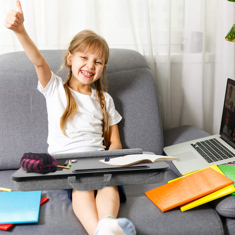 Duronic Laptop Tray with Smiling young girl giving thumbs up