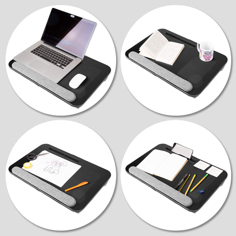 Duronic Laptop Tray with wrist rest, mouse pad, and tablet slot for laptops or drawing.