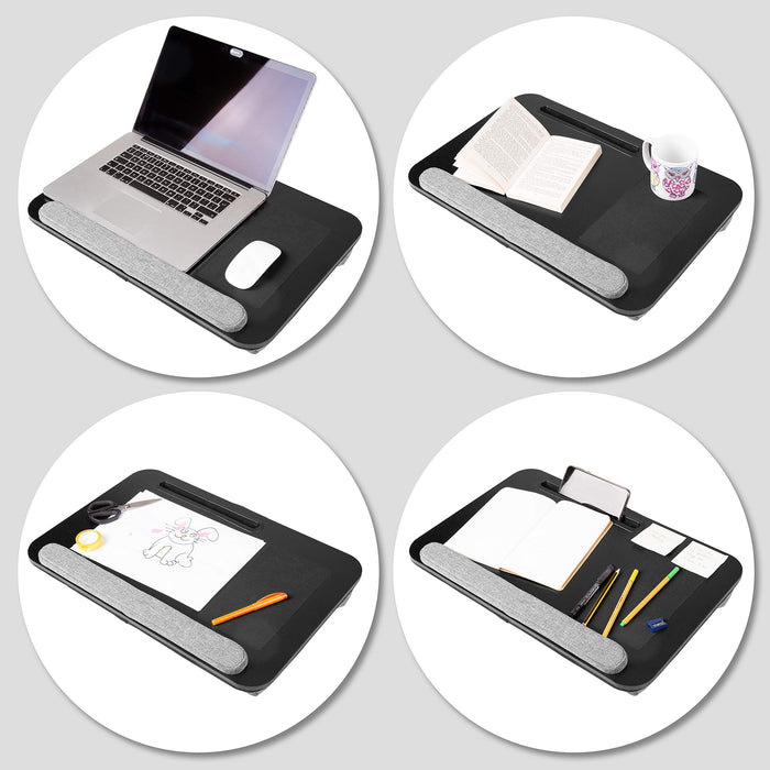 Duronic Laptop Tray with wrist rest, mouse pad, and tablet slot for laptops or drawing.