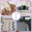 Duronic Lint Shaver shown used on clothing, sofa cushions, patterned rugs, and car upholstery.