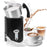 Duronic MF500 BK electric milk frother surrounded by hot chocolate, tea and coffee