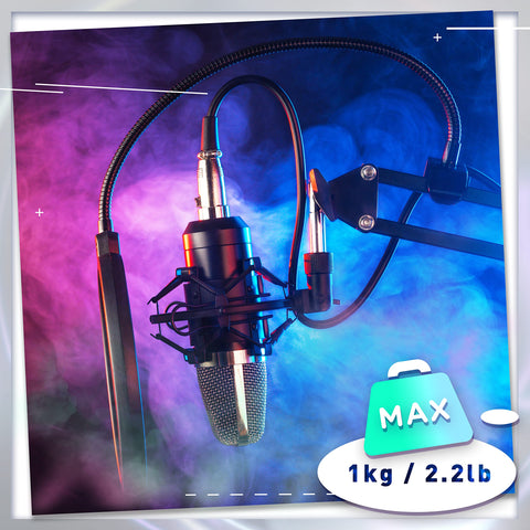 Duronic Microphone Desktop Arm with with pop filter and 1kg weight capacity icon.