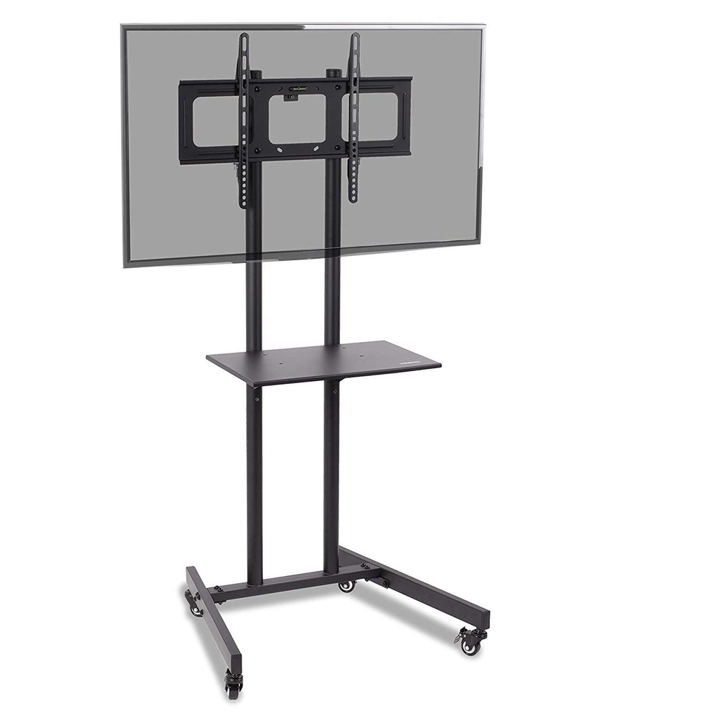 Duronic Mobile TV Stand on Wheels with an adjustable media shelf and VESA mount