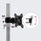 Duronic Monitor Arm Stand VESA Head showing 180-degree swivel and 15-degree tilt adjustments.