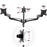 Duronic Monitor Arm Stand showing adjustable arm movements, tilt angles, and 360-degree rotation.