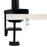 Duronic Monitor Arm Stand showing adjustable thickness range of 0.5 to 6.8cm on wood tabletop.
