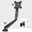 Duronic Monitor Arm Stand showing degrees of rotation, swivel, and tilt articulation.