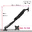Duronic Monitor Arm Stand showing dimensions, screen compatibility sizes, and VESA mount patterns.