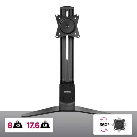 Duronic Monitor Arm Stand with VESA mount, 8kg capacity, and 360-degree screen rotation.