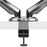 Duronic Monitor Arm Stand with built-in USB ports, audio jacks, and adjustable clamp.