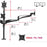 Duronic Monitor Arm Stand with dimensions, 13" to 27" screen compatibility, and VESA 75/100 support.