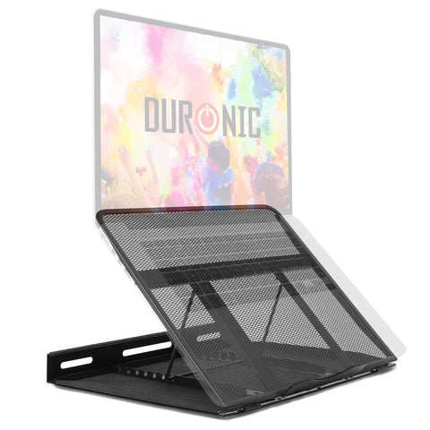 Duronic Monitor Laptop Stand featuring a ventilated design for improved cooling and ergonomics.
